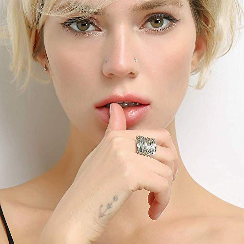 Mytys Double Tone Intertwined Crossover Statement Ring for Women Black Gold Silver Rose Gold Plated Fashion Wide Index F