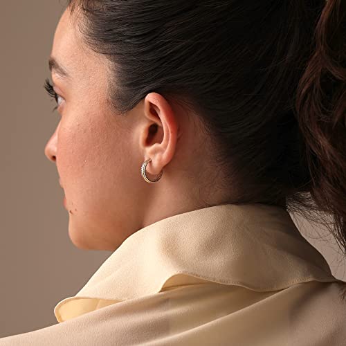 LeCalla Real 925 Sterling Silver Lightweight Small Hoops C Hoop Earrings for Women Italian Jewelry