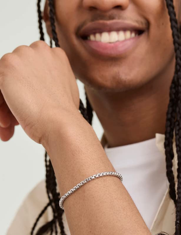 925 Sterling Silver Rope Chain Bracelet for Men and Women Box Chain Bracelet 2mm 3mm 5mm Gold/Silver 6.5-9 Inches Silver