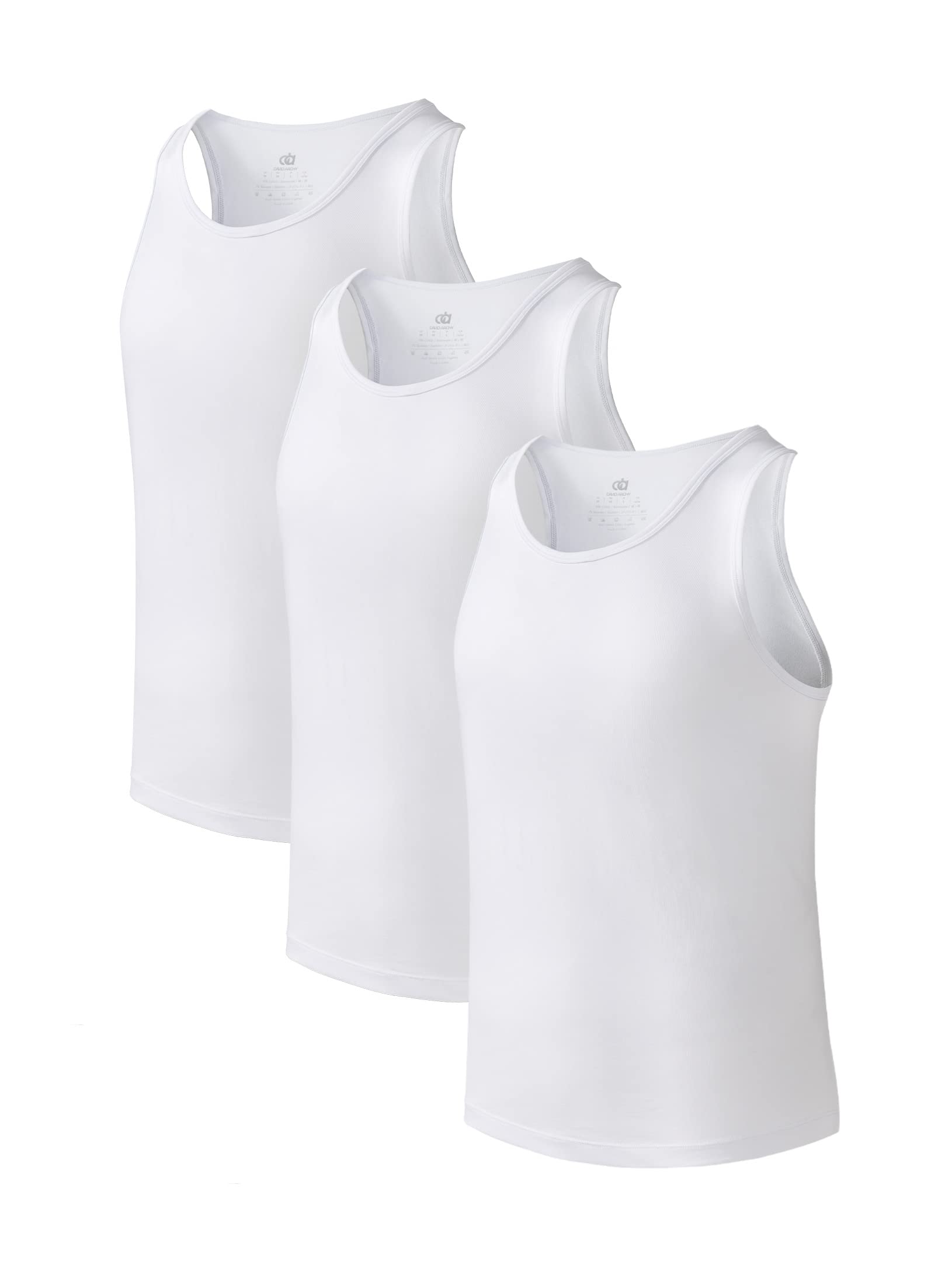 DAVID ARCHY Men's Moisture-Wicking Bamboo Rayon Tank Top for Men, 3 or 5 Pack
