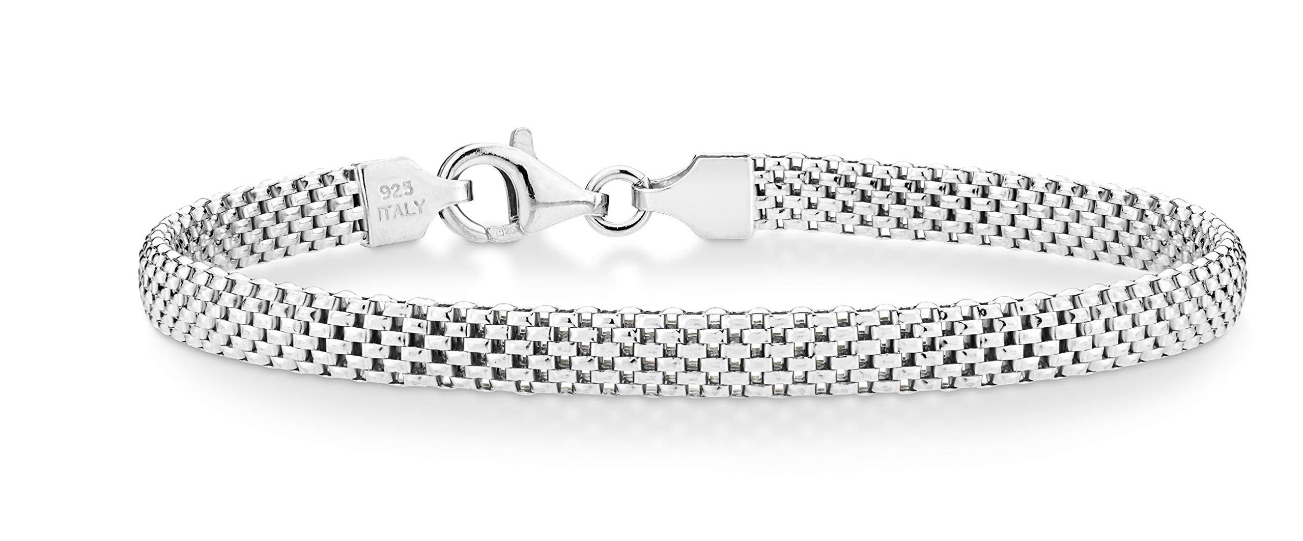  Miabella 925 Sterling Silver Italian Mesh Link Chain Bracelet for Women
| Italian Made 925 Sterling Silver Mesh Link Ch